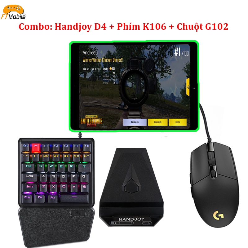 [Mã 44ELSALE2 giảm 7% đơn 300K] Handjoy D4 | Bộ Chuyển đổi chơi game bàn phím chuột dành cho điện thoại máy tính bảng