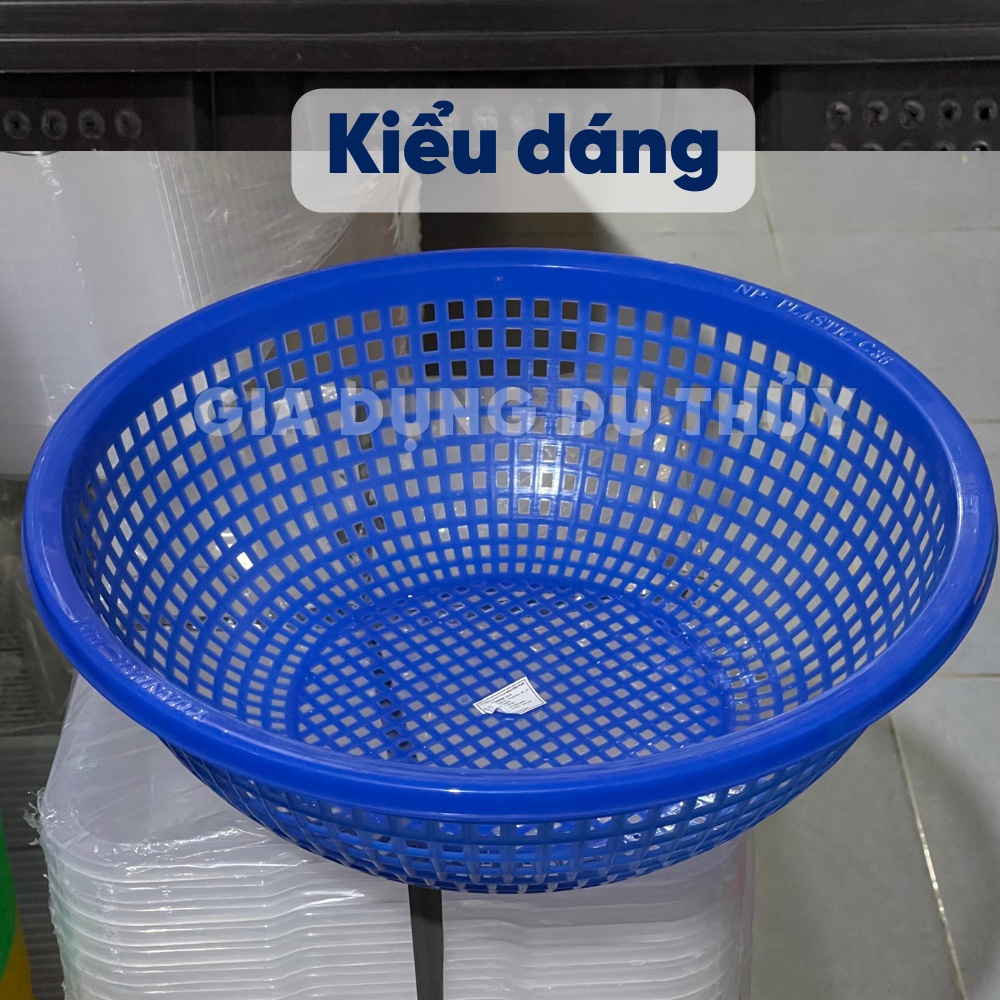 Rổ nhựa tròn mắt to không chân thích hợp dùng làm rổ đưng hải sản, tôm, cá size 30-36-42 cm của kho gia dụng Du Thủy