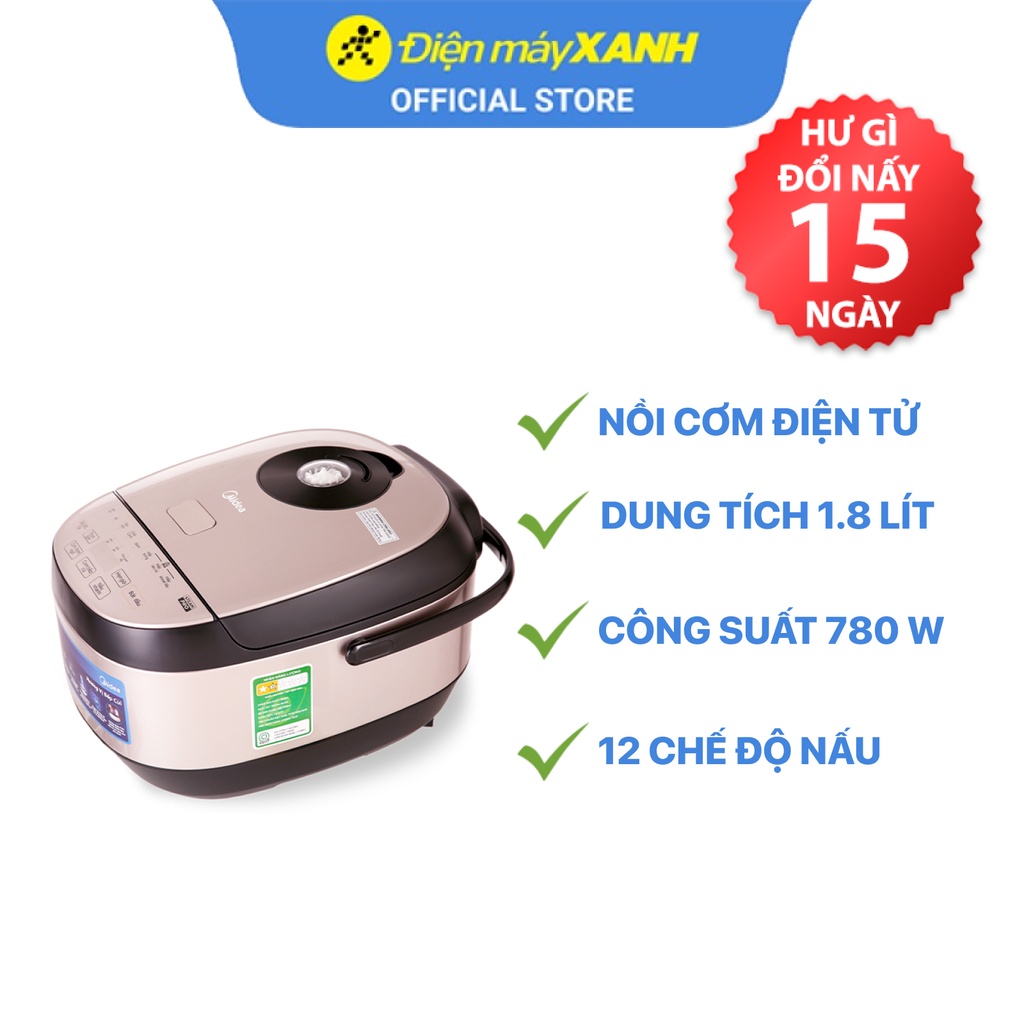 Nồi cơm điện tử Midea MB-FS5023 1.8 lít  780 W lòng nồi chống dính - Chính hãng BH 12 tháng