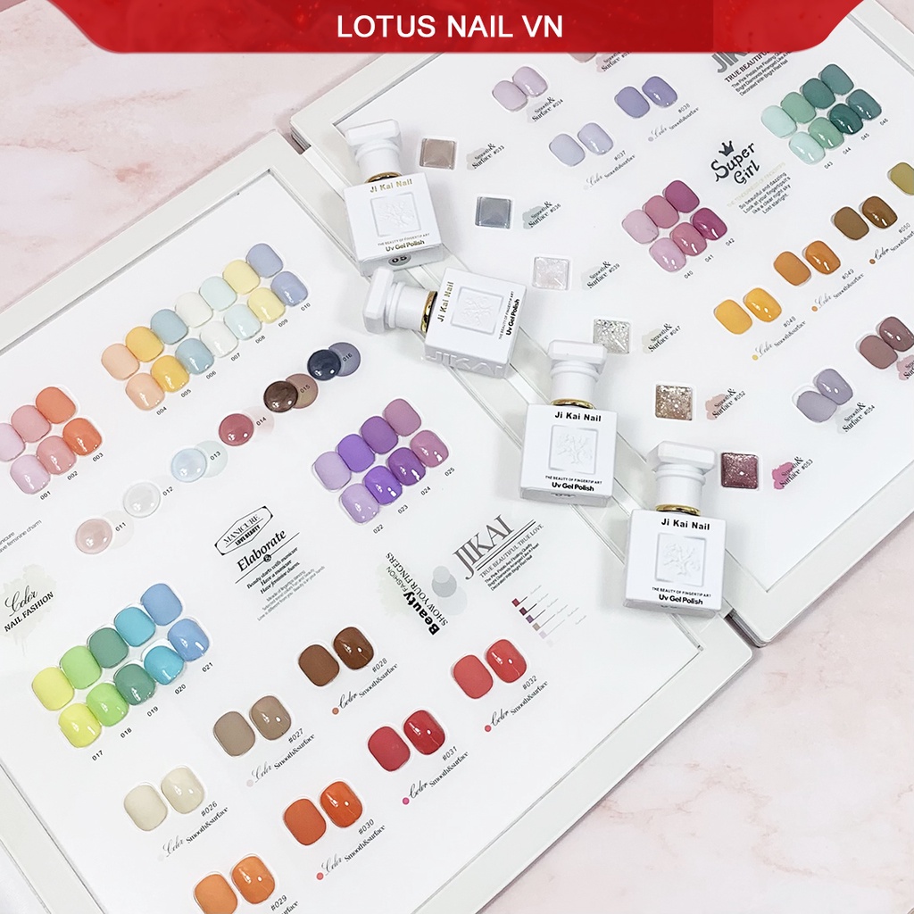 Sơn gel JiKai 78 màu hotrend 2021 nhập khẩu từ Japan tặng kèm bảng màu + base + top