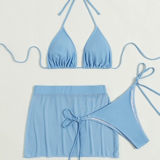 [BKN2020] <ÂU> SET BIKINI 3 MÓN XANH BLUE KÈM CHÂN VÁY