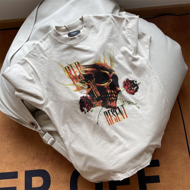 Áo Thun Tay Ngắn Cổ Tròn In Hình Đầu Lâu Hoa Hồng Thời Trang Cho Cặp Đôi