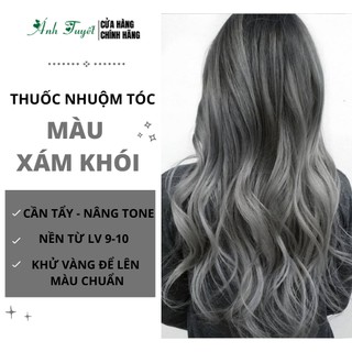 Thuốc Nhuộm Tóc Màu Xám Khói Cần Tẩy Hoặc Nâng Tone - Tặng Oxy trợ dưỡng COLLAGEN TRÀ XANH 100ml