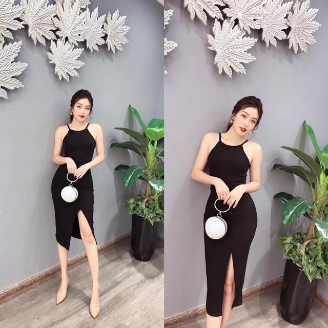 Váy Body Cổ Yếm Xẻ Trước Gợi Cảm - VD14