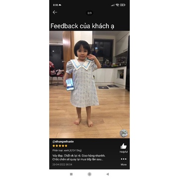 Váy hè cho bé gái, Váy thủy thủ cho bé gái chất liệu cao cấp size 8 - 32kg