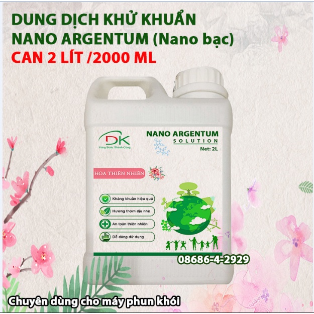 Dung dịch Nano bạc khử khuẩn khử mùi ô tô phòng ở chuyên dụng cho máy xông phun khói chính hãng ARGENTUM - Can 2LL