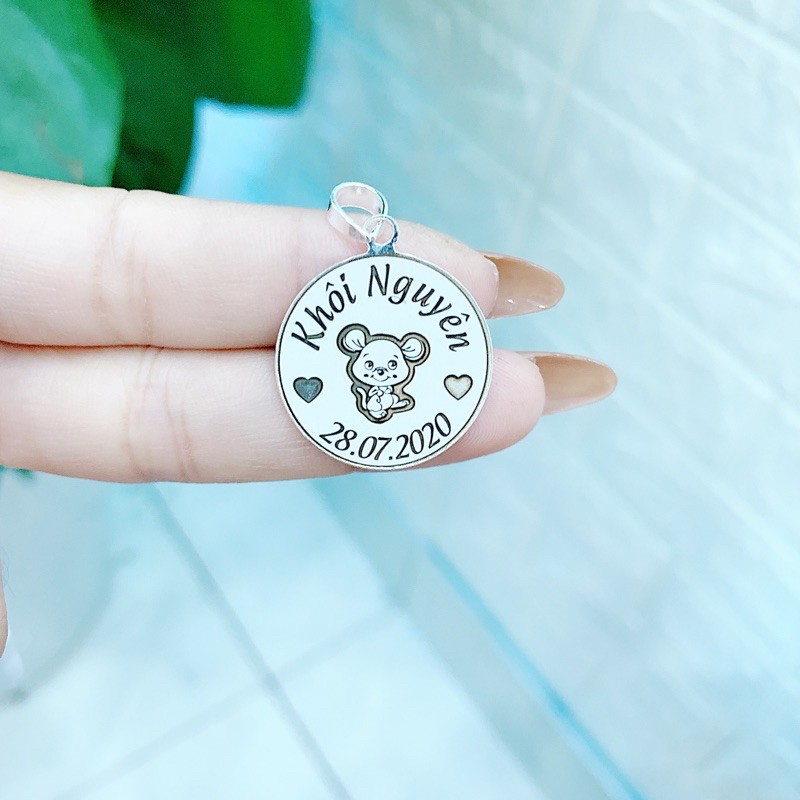 Mặt dây bạc ta MIỄN PHÍ khắc tên  theo yêu cầu, size nhỡ phù hợp cho các bé - LA21