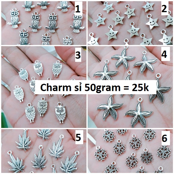 Charm bạc hợp kim giá sỉ : 50 gram = 25k / 1gói [ chuyên cung cấp charm sỉ các loại ]
