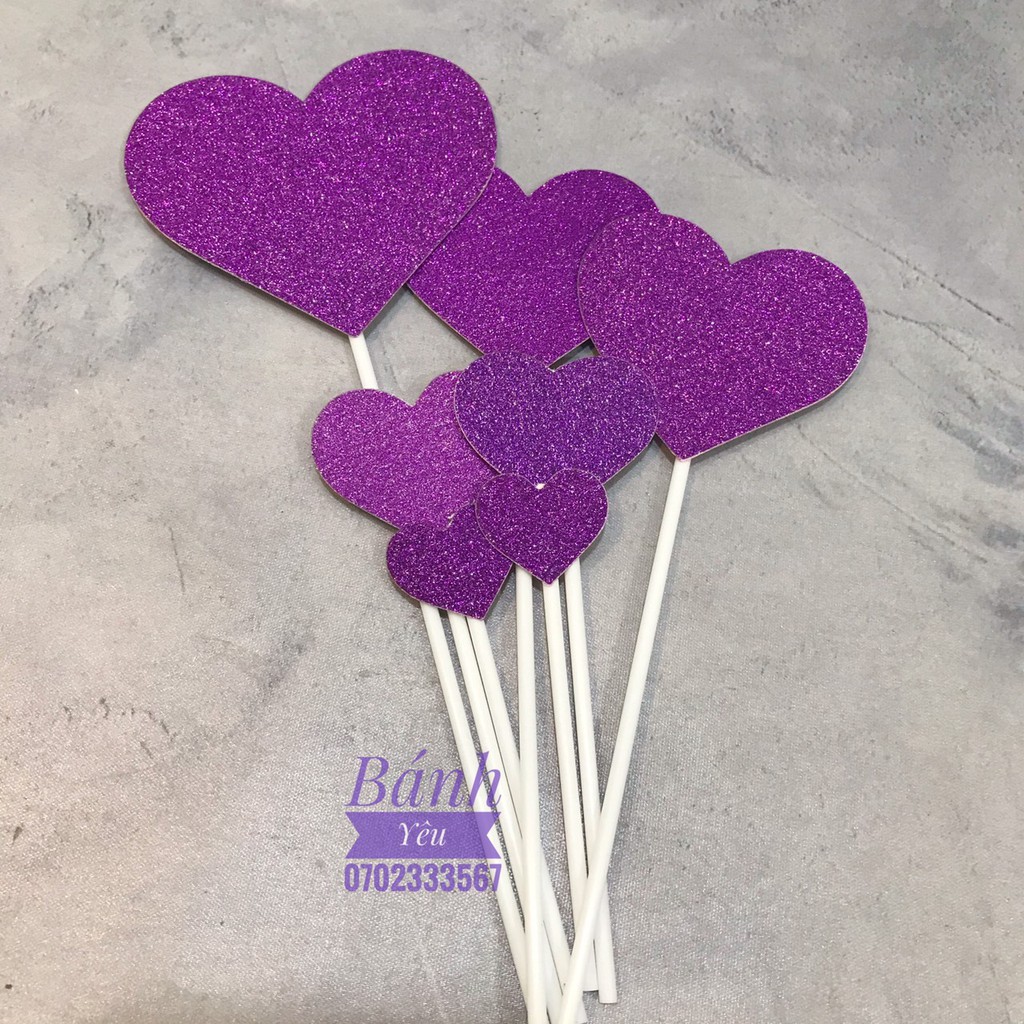 Que Cắm Giấy Kim Tuyến Trang Trí Bánh Kem