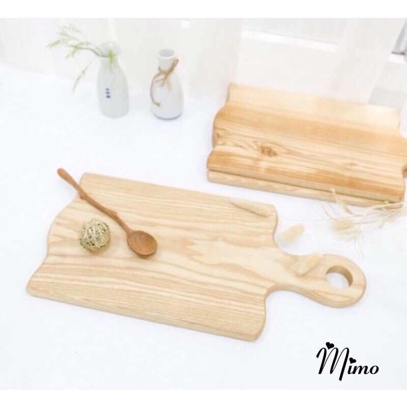 Thớt gỗ decor cầm tay hình chữ nhật kích thước 44x21cm phụ kiện trang trí nhà cửa chụp ảnh, khay trà bánh,...