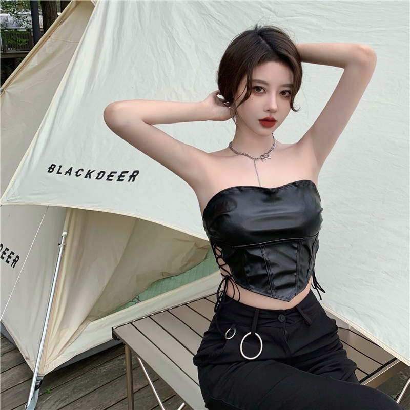HUANG YOYO Áo Ống Hai Dây Phong Cách Âu Mỹ Thời Trang Cho Nữ