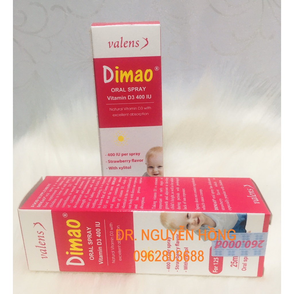 Dimao - Vitamin D3 Dạng Xịt 400IU, Hương Dâu