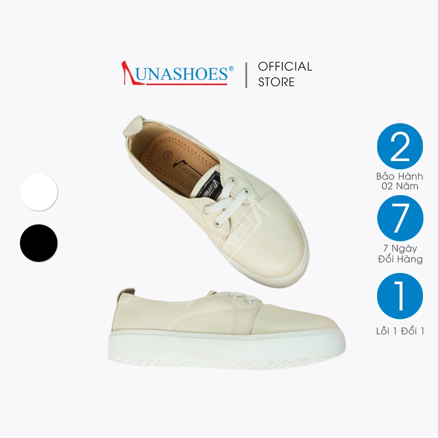 Giày sneaker nữ cao 2p da bò thật LUNASHOES 702 giầy slip on tăng chiều cao siêu đẹp bảo hành 2 năm