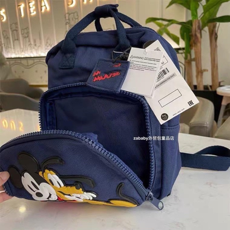 Balo zara mickey xanh than cho bé