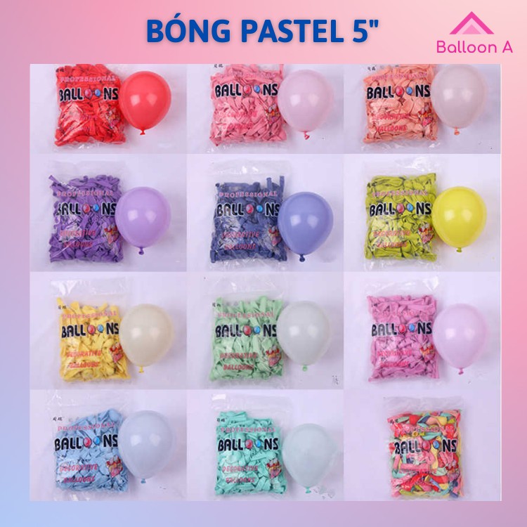 200 quả bóng cao su pastel loại 5 inch (12cm) size mini trang trí sinh nhật,tiệc cưới,hội nghị