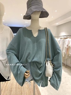 Pull cổ xẻ dài tay