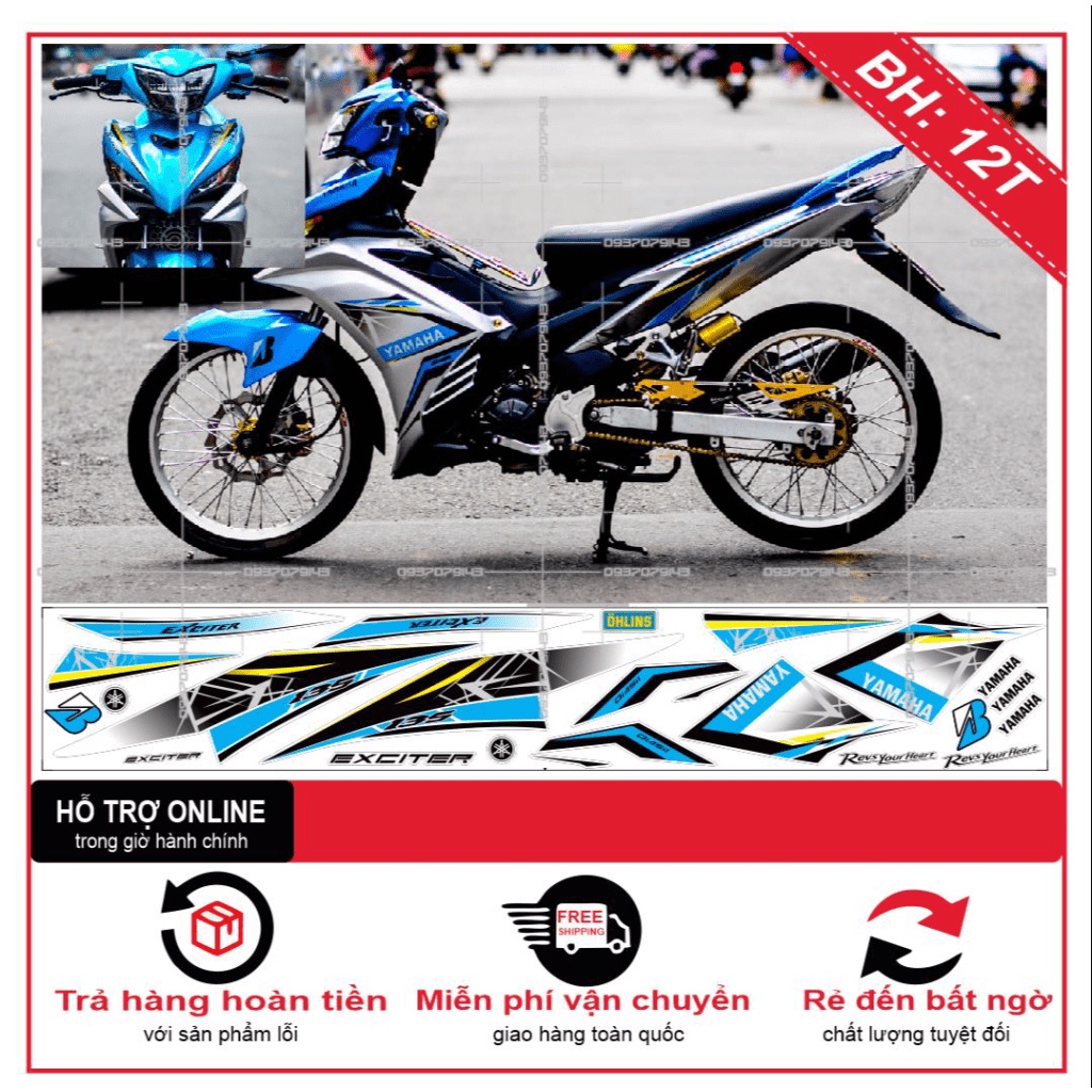 TEM RỜI EX 2011 BẠC XANH -- SHIN DECAL 2