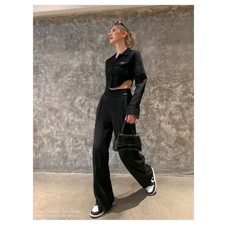Áo Sơ Mi Croptop Joyrich Màu Đen Dáng Khoét Eo Nary Closet 2022