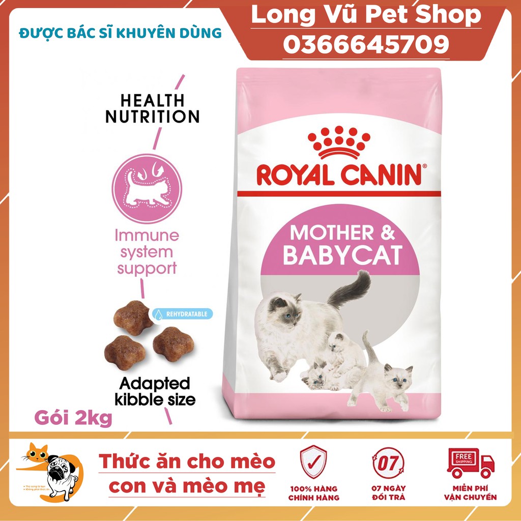 Thức ăn hạt cho mèo mẹ và mèo con tập ăn Royal Canin Mother and BabyCat túi 2kg