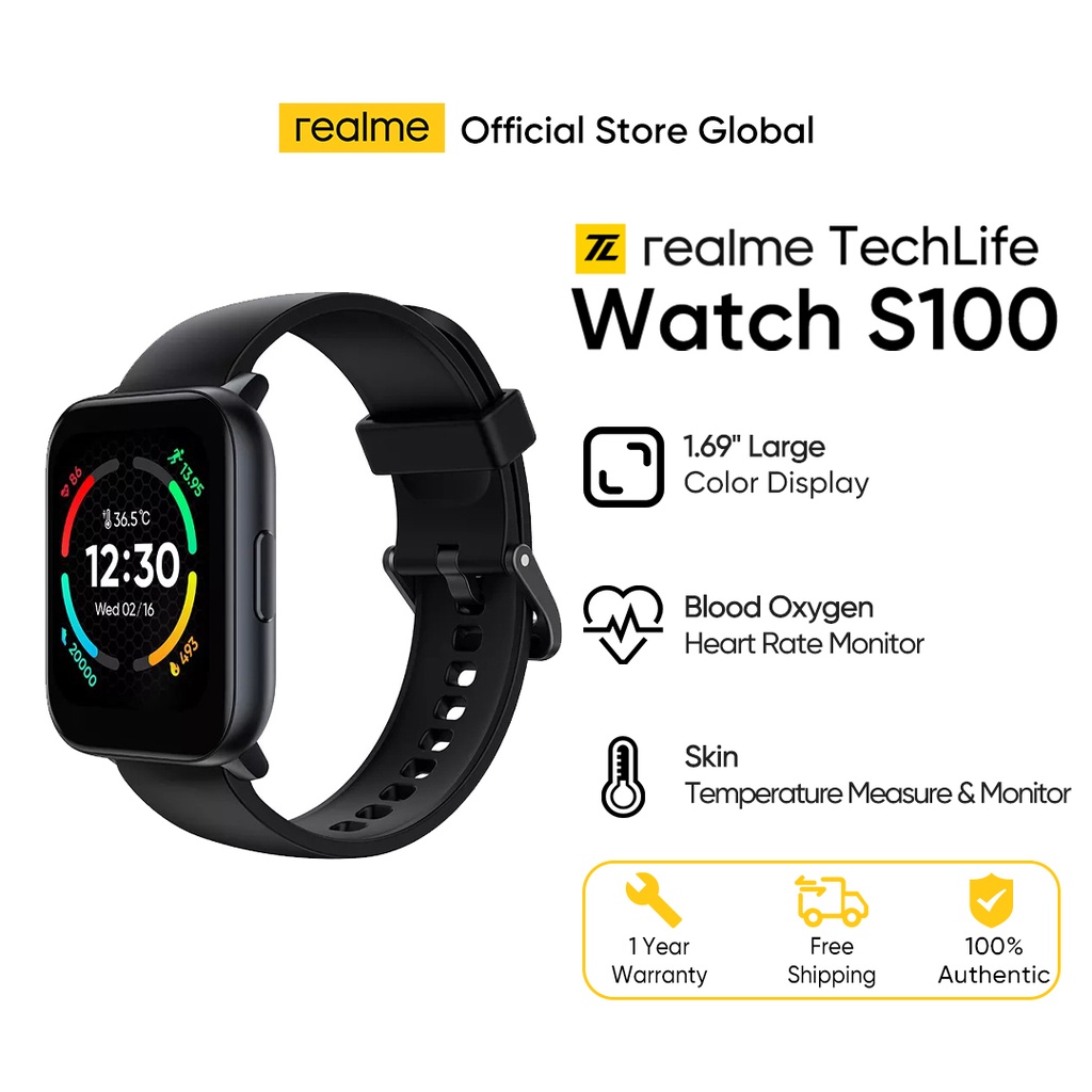 Đồng Hồ Thông Minh realme TechLife Watch S100 Pin Liên Tục 12 ngày - BẢO HÀNH CHÍNH HÃNG