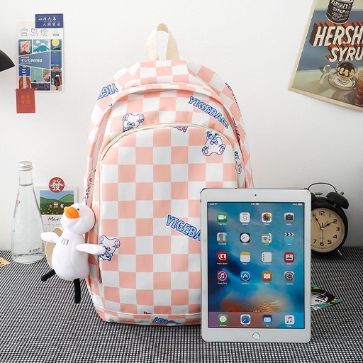 Balo Kẻ Caro Unisex Cho Nam Nữ Ulzzang Phong Cách Hàn Quốc