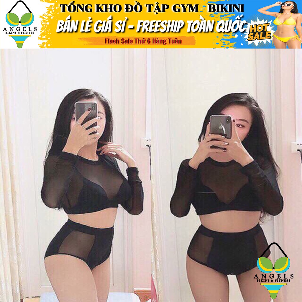 Bikini Bộ Đồ Bơi Hai Mảnh Tay Dài Phối Lưới Freesize BHV016 [ Giá Sỉ ] | BigBuy360 - bigbuy360.vn