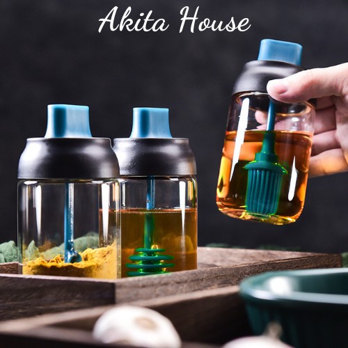 Hũ đựng gia vị thủy tinh 250ml kèm muỗng Định Lượng 1Gram, dầu ăn, mật ong, muối, bột ngọt chống nước, ẩm mốc, côn trùng