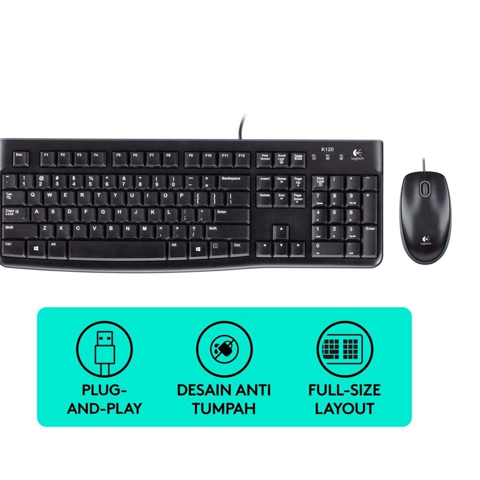 Bộ bàn phím chuột Logitech MK120 (Đen)