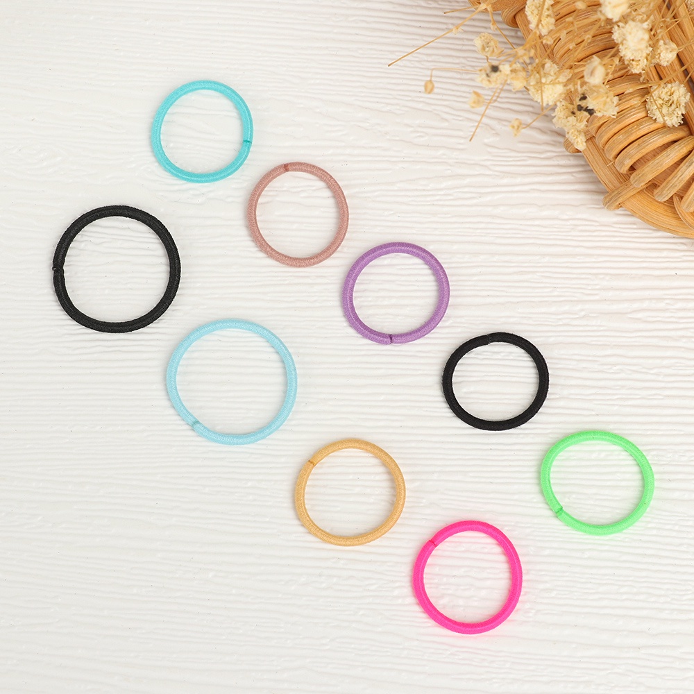 Set 100 dây thun cột tóc mini co giãn 2cm/ 2.5cm nhiều màu sắc thời trang đơn giản cho bé gái