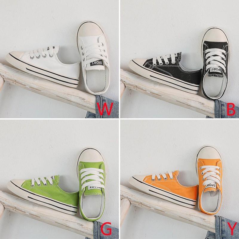 Giày vải canvas buộc dây phong cách Hàn Quốc xinh xắn cho bé gái