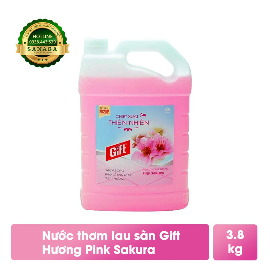 Nước Lau Sàn 💕HÀNG CHÍNH HÃNG💕 Nước lau nhà GIFT can 3Kg8 - Hương Baby Smile | Sanaga