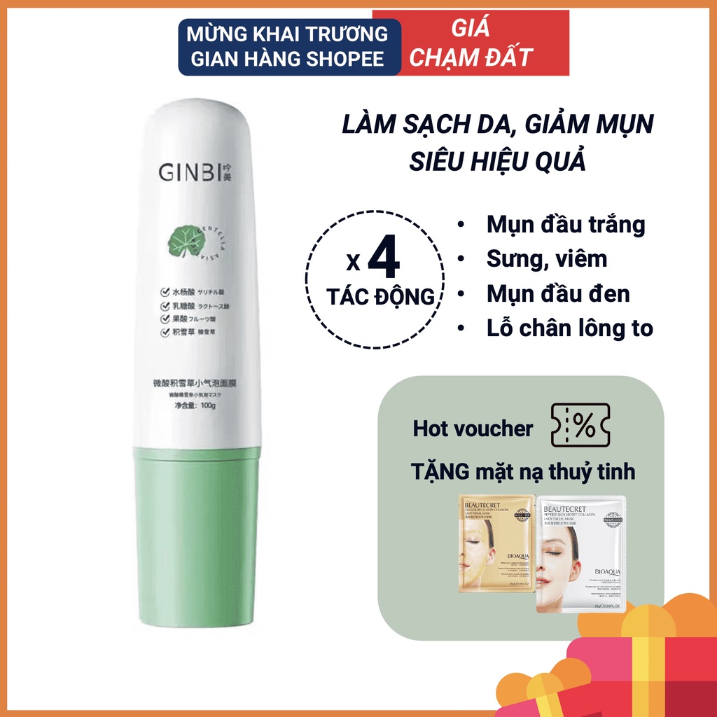 Mặt nạ sủi bọt thải độc tinh chất rau má giảm thâm mụn đầu đen, mụn ẩn,...nội địa Trung cấp ẩm Ginbi