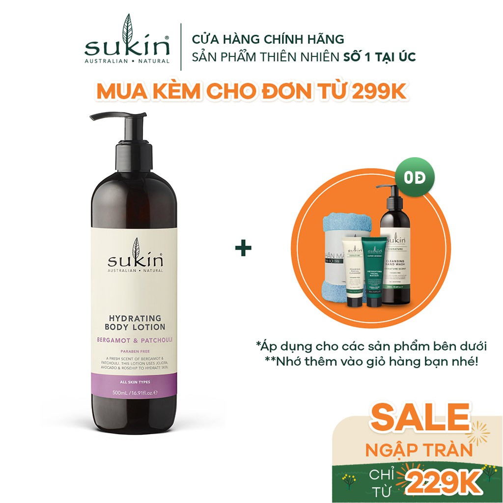 Sữa Dưỡng Thể Hương Cam Bergamot Và Hoắc Hương Sukin Hydrating Body Lotion Bergamot & Patchouli 500ml