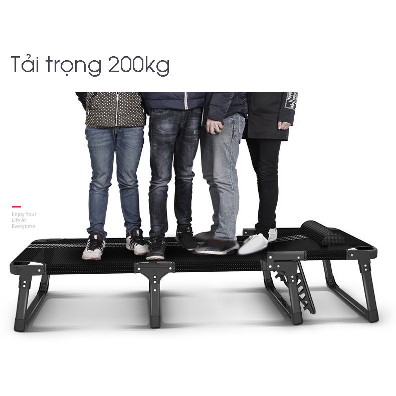 GIƯỜNG NGỦ XẾP GỌN KHUNG THÉP 68CM - GIƯỜNG XẾP ĐA NĂNG - Giường xếp 4 chân thép đen xịn , tựa lưng  68x189x28cm