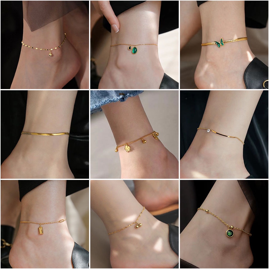 Lắc Chân Mạ Vàng 18K Thiết Kế Đơn Giản Thời Trang Mùa Hè Mới Cho Nữ