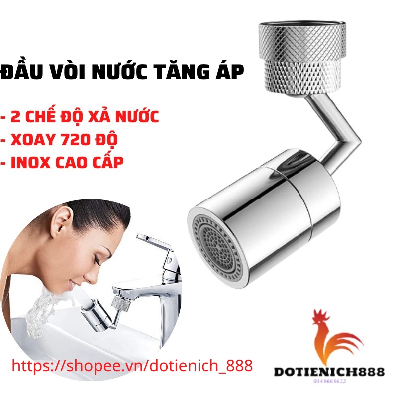 Đầu nối vòi nước tăng áp xoay 720 độ  2 chế độ lắp vòi nước chậu rửa bát , lavabo chật liệu đồng thau chống gỉ