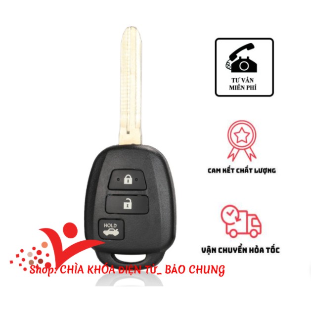 Vỏ chìa khóa xe Vios 2019- 2021 3 nút thẳng, có nút mở cốp