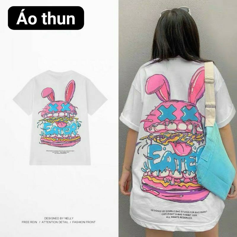 Áo thun thỏ trắng hambuger