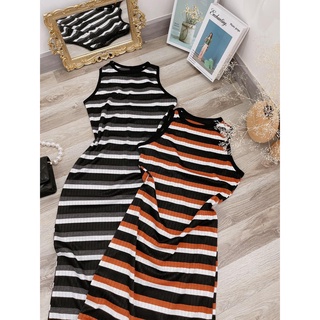 Đầm body midi đũa sọc