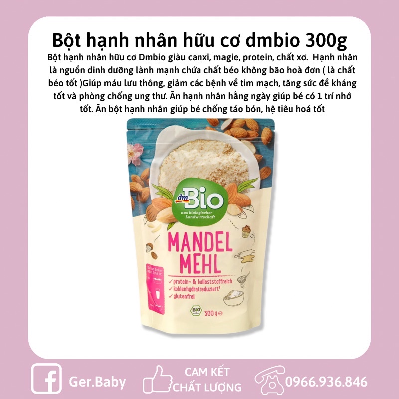 Bột hạnh nhân hữu cơ nội địa Đức 300g - GerBaby