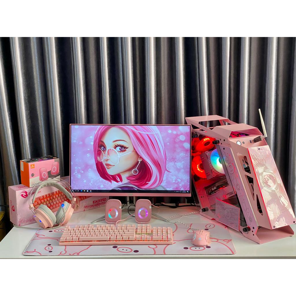 Full bộ PC Gaming MÀU HỒNG Xinh Xắn kèm Màn hình 24inch Full HD chiến Game Fifa 4, Audition, Liên Minh, Liên Quân,..