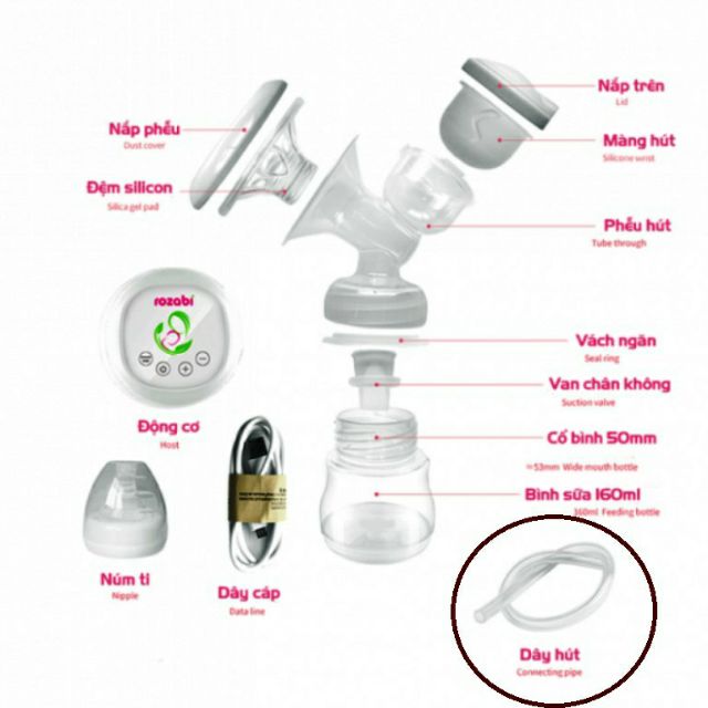 DÂY ỐNG HÚT DẪN KHÍ ROZABI BASIC- AVENT_ PHU KIỆN MÁY HÚT SỮA ĐIỆN