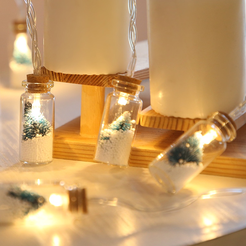 Dây đèn 10 led gắn lọ điều ước treo cây thông noel trang trí giáng sinh đẹp mắt 2m
