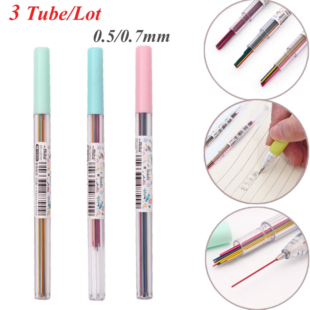 Set 3 ống 15 ruột bút chì tẩy xóa được tiện dụng kích thước 0.5/0.7 mm