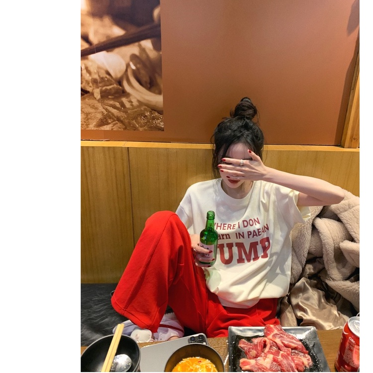 Áo Thun Nữ Ngắn Tay In Chữ Kiểu Hàn Quốc