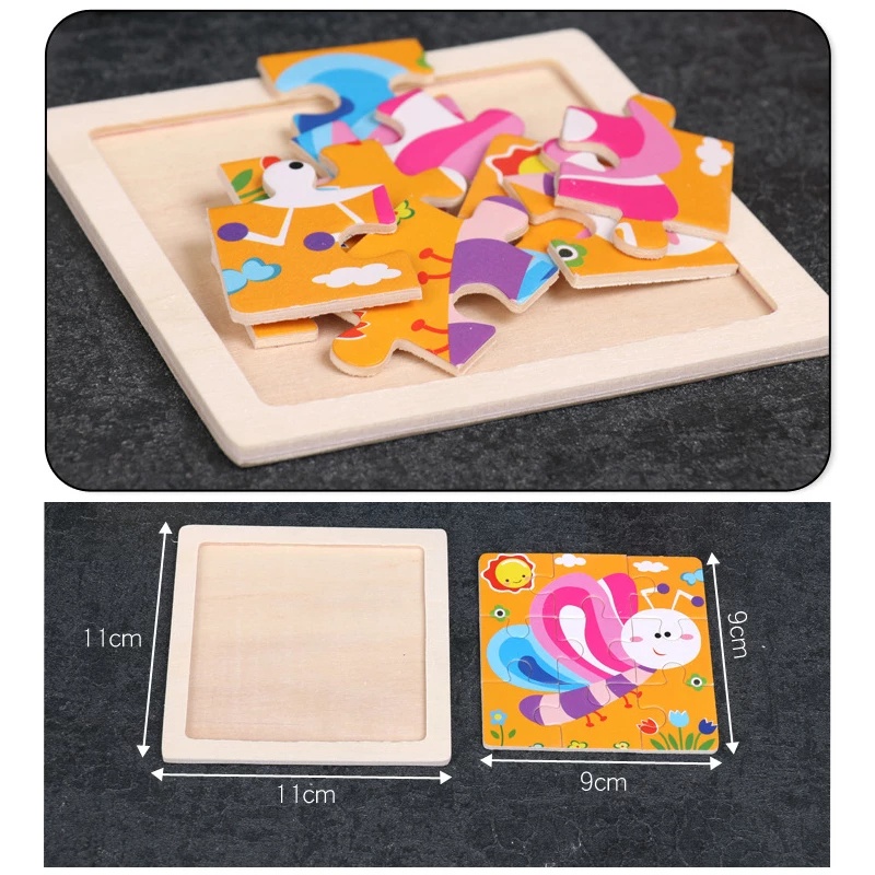 Đồ Chơi Lắp Ráp Bằng Gỗ 11X11Cm Hình Phương Tiện Giao Thông Hoạt Hình