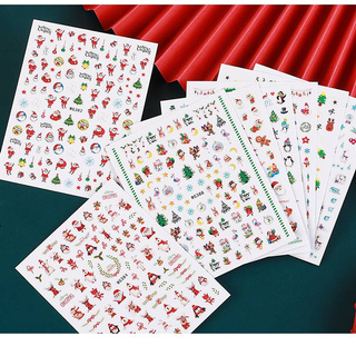 Sticker Dán Móng Họa Tiết Hoạt Hình 3d Chủ Đề Giáng Sinh