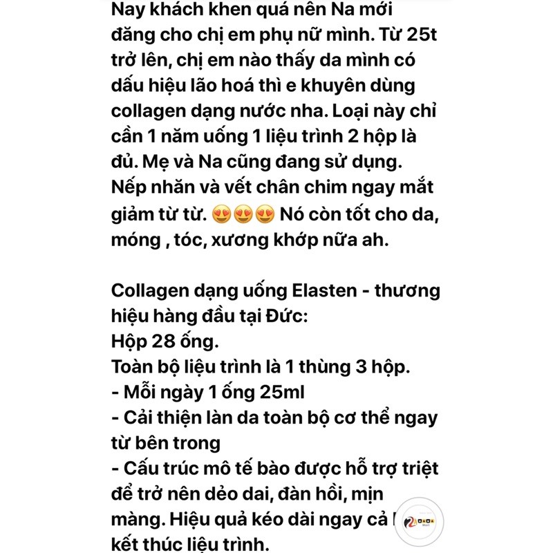 Collagen dạng nước Elasten của Đức