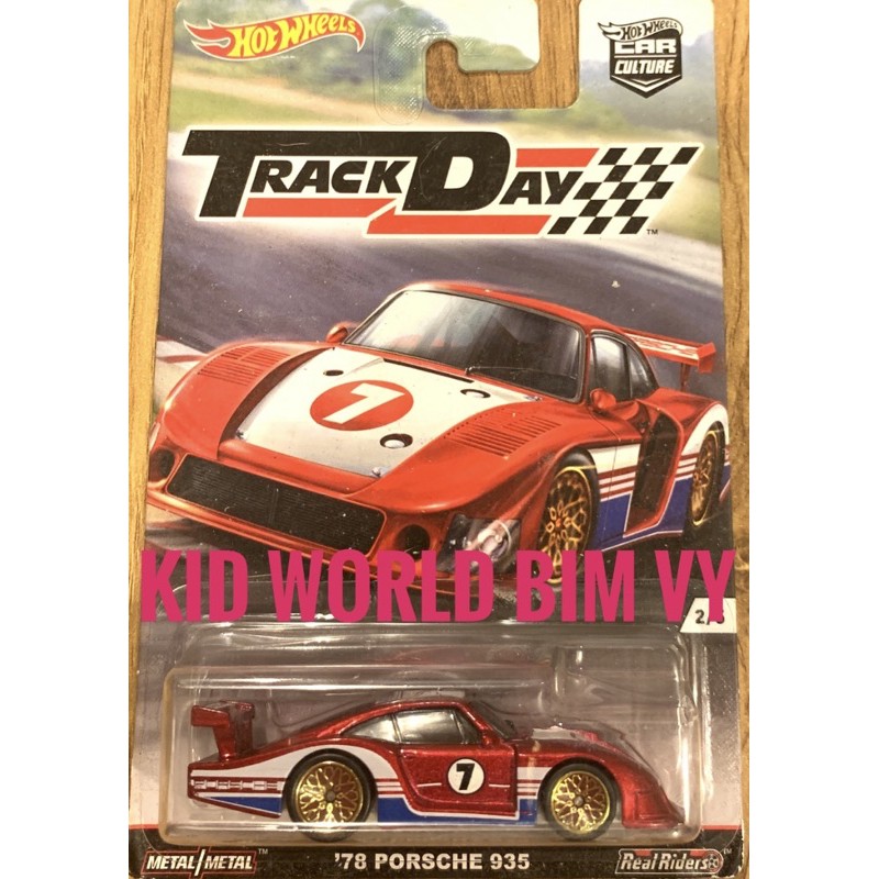 Xe mô hình Hot Wheels Car Culture Track Day Series 2016 '78 Porsche 935 DJF94, bánh cao su.