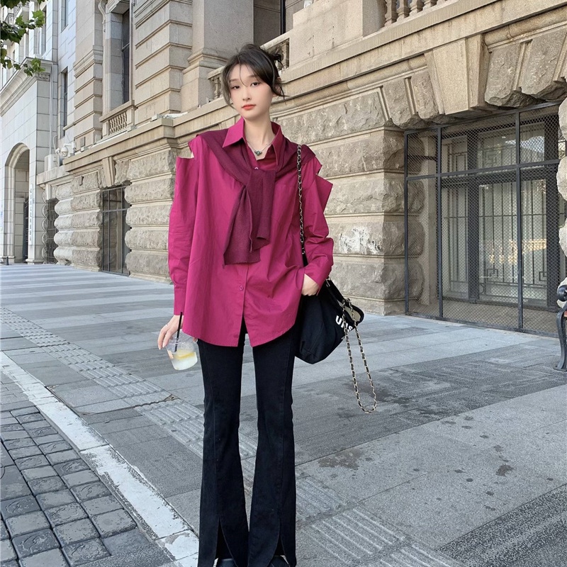 IELGY  Áo Sơ Mi Tay Dài Hở Vai Thời Trang Dành Cho Nữ